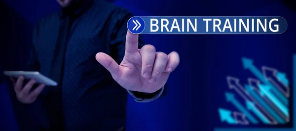 Pisanie Wyświetlania Tekstu Trening Mózgu Internet Concept Działania Umysłowe Celu — Zdjęcie stockowe