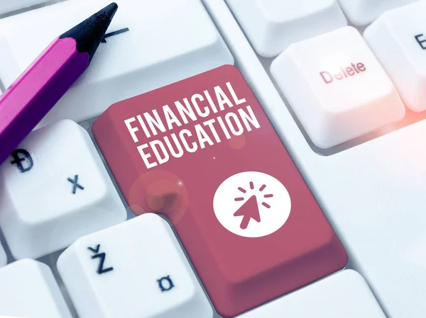 Handschrifttekst Financial Education Business Showcase Inzicht Monetaire Gebieden Zoals Financiën — Stockfoto