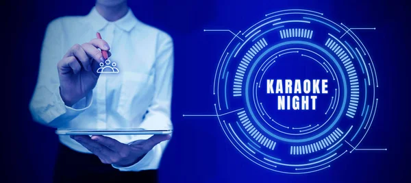 Текстовий Підпис Представляє Karaoke Night Conceptual Photo Entertainment Співаючи Разом — стокове фото