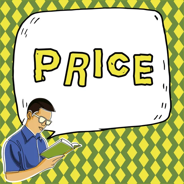 Exibição Conceitual Price Business Mostra Quantidade Dinheiro Esperada Necessária Pagamento — Fotografia de Stock