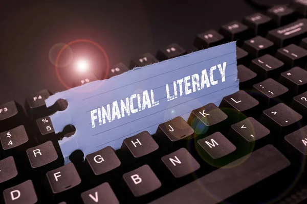 Znak Ręcznego Pisania Literatura Finansowa Przegląd Działalności Zrozumienie Wiedza Tym — Zdjęcie stockowe