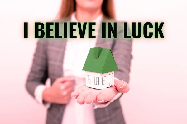 Inspiration Showing Sign Believe Luck Word Have Faith Lucky Charms — Stock Photo, Image