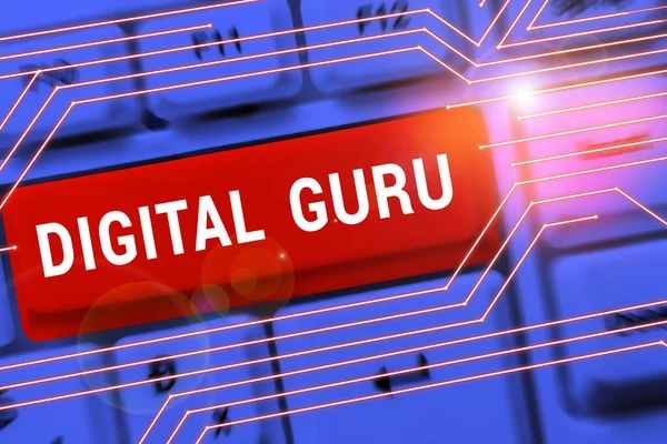 Tekstbord Met Digital Guru Business Idee Leraar Intellectuele Gids Zaken — Stockfoto