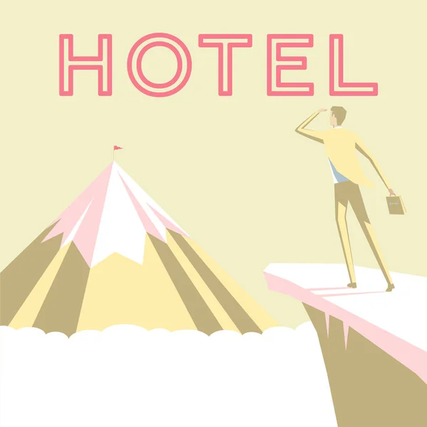 概念的なキャプションホテル ビジネスショーケース施設旅行者のための宿泊施設食事サービスを提供する — ストック写真