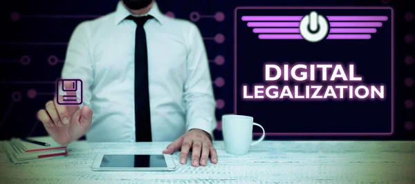 Sign Displaying Digital Legalization Word Accompanied Technology Instructional Practice — Stock Photo, Image