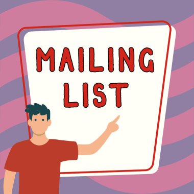 E- posta Listesini sunan metin başlığı, periyodik posta dağıtımına üye olanların listesi için sözcük