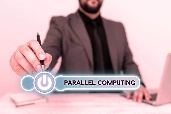 Handwriting Text Parallel Computing Business Idea Constitution Software Hardware — 스톡 사진