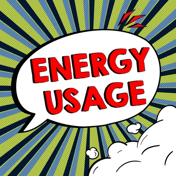 表示在过程或系统中消耗或使用的能源使用量 用电量的文字符号 — 图库照片