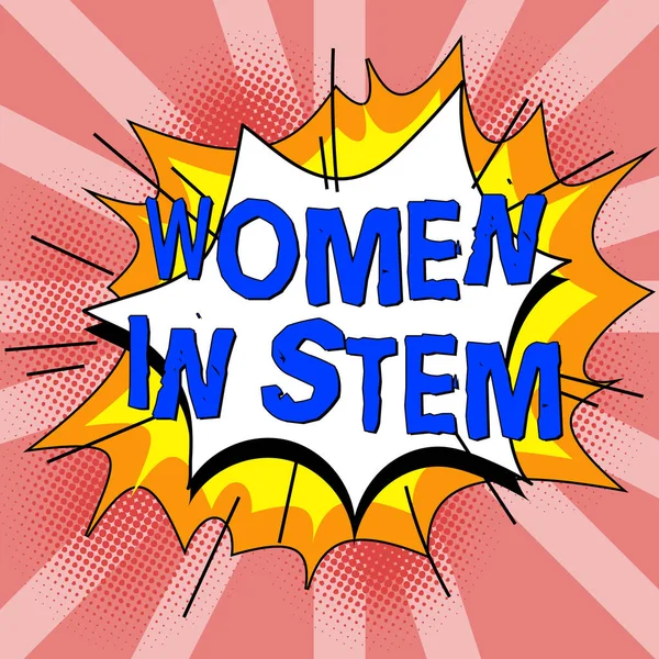 Знак Відображає Жінок Стовпі Концепція Означає Наука Технологія Інженерія Математика — стокове фото