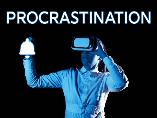 Señal Escritura Mano Procrastinación Concepto Internet Retrasar Posponer Algo Aburrido — Foto de Stock