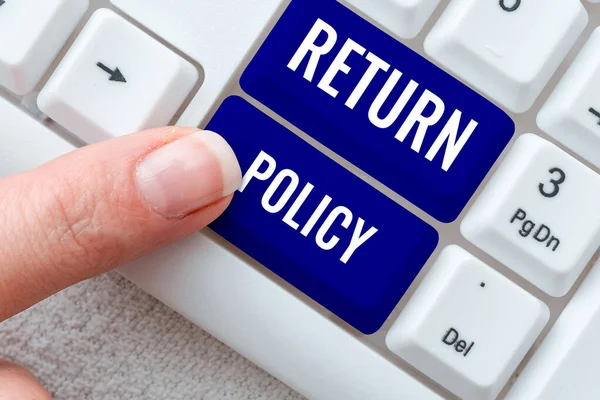 Szöveg Megjelenítése Visszatérési Politika Internet Concept Tax Visszatérítés Kiskereskedelmi Szerződési — Stock Fotó