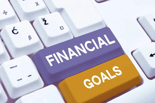 Hand Writing Sign Financial Goals Business Concept Targets Usually Driven — Stock Photo, Image