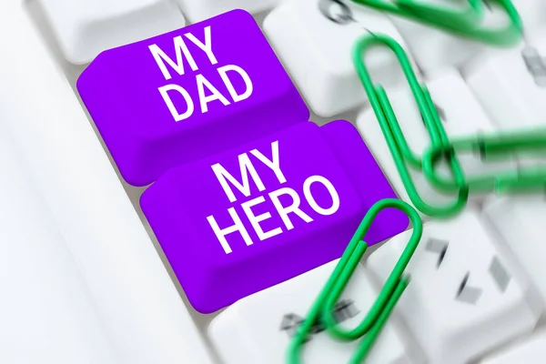 Teks Tulisan Tangan Dad Hero Ide Bisnis Kekaguman Untuk Ayahmu — Stok Foto