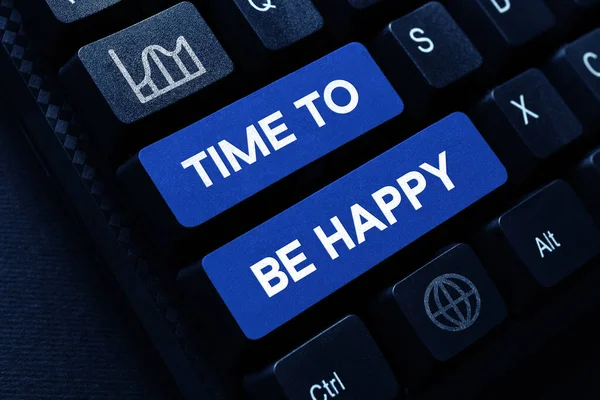Text Rukopisu Time Happy Slovo Pro Smysluplné Pracovnice Účelovým Pracovištěm — Stock fotografie
