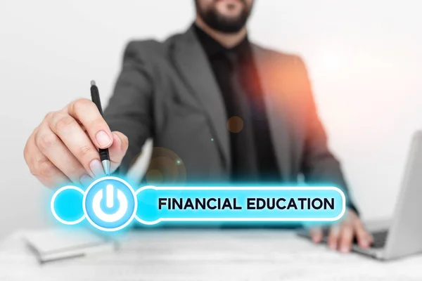 Концептуальний Дисплей Фінансова Освіта Бізнес Концепція Розуміння Монетарних Областей Таких — стокове фото