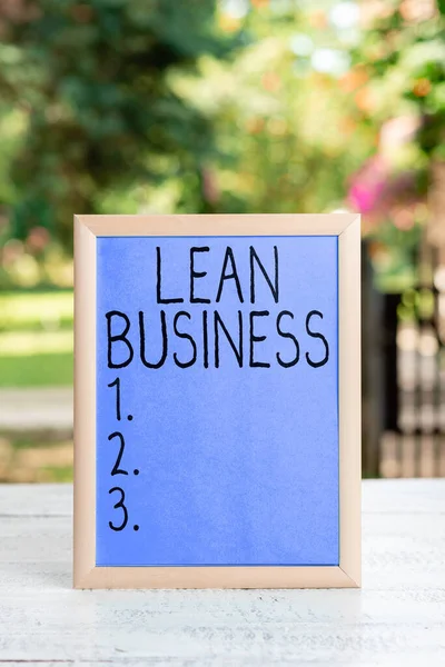 Handschrift Teken Lean Business Business Showcase Verbetering Van Afval Minimalisering — Stockfoto