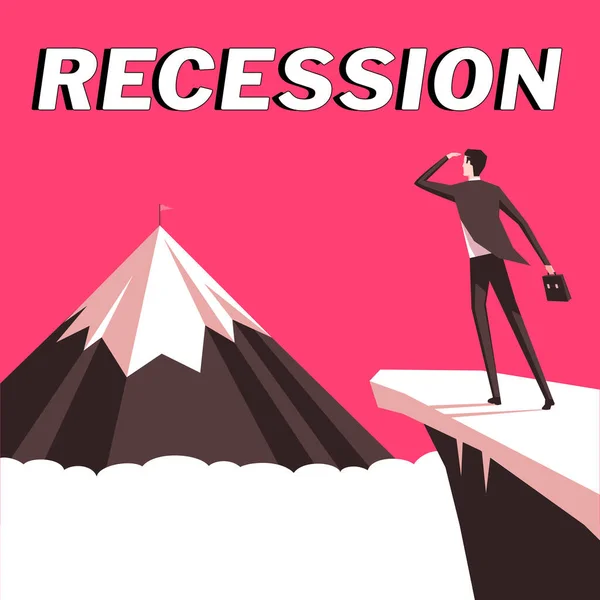 Text Sign Showing Recession Conceptual Photo Process Progressive Decrease Growing — Stock Photo, Image