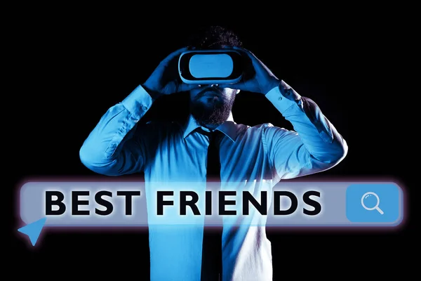 Text Sign Showing Best Friends Business Overview Person You Value — Stock fotografie