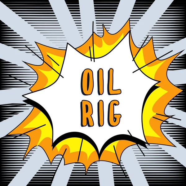 Yazısı Metni Oil Rig Konsepti Deniz Tabanının Altından Petrol Çıkarmak — Stok fotoğraf