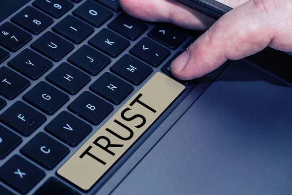 Legenda Conceitual Confiança Palavra Para Crença Firme Confiabilidade Verdade Habilidade — Fotografia de Stock