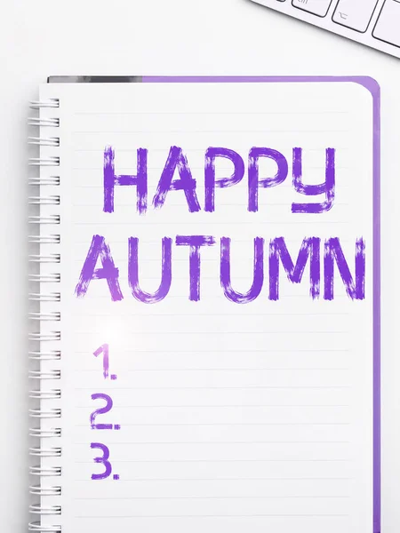 Text Caption Presenting Happy Autumn Business Overview Annual Special Milestone — ストック写真