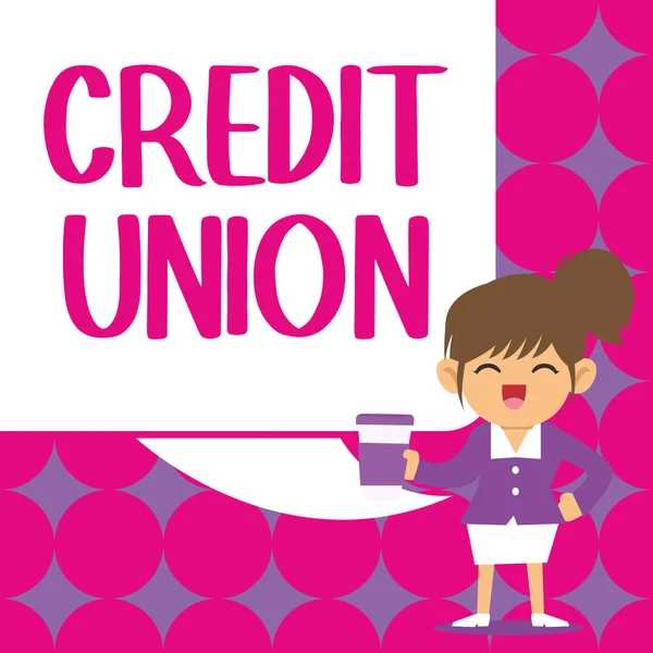 Handwriting text Credit Union, Conceptual photo cooperative association that makes small loans to members