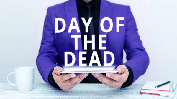 Bildunterschrift Großansicht Des Bildes Mit Der Bildunterschrift Tag Der Toten — Stockfoto