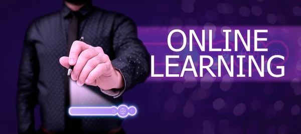 Conceptual Caption Online Learning Business Showcase Larning Pomocí Internetu Počítače — Stock fotografie