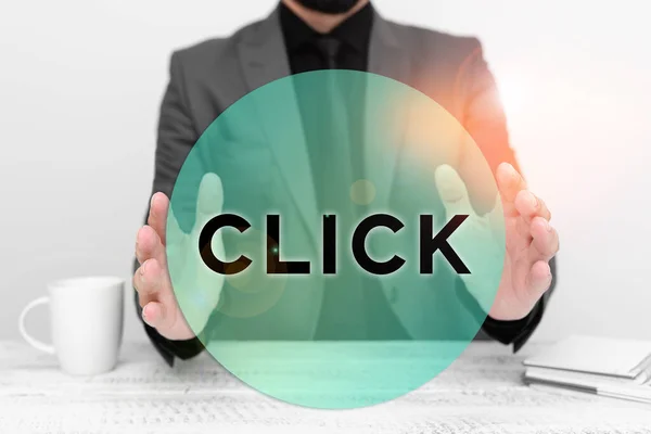 Señal Visualización Haga Clic Visión General Empresa Acto Presionar Botón —  Fotos de Stock