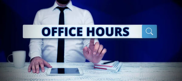 Text Sign Showing Office Hours Internet Concept Hours Which Business — Fotografia de Stock