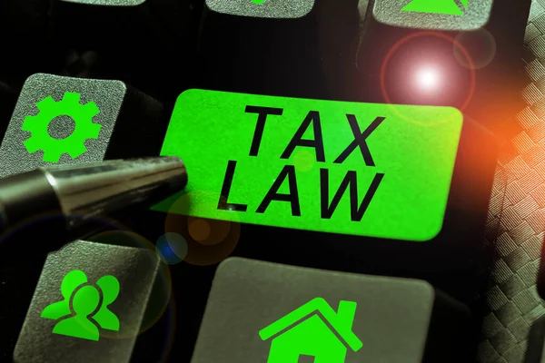 Podpis Tekstowy Przedstawiający Ustawę Podatkową Pojęcie Internetowe Ocena Rządowa Dotycząca — Zdjęcie stockowe