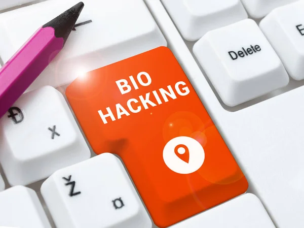 Inspiration Zeigt Zeichen Von Bio Hacking Business Schaufenster Das Genetisches — Stockfoto