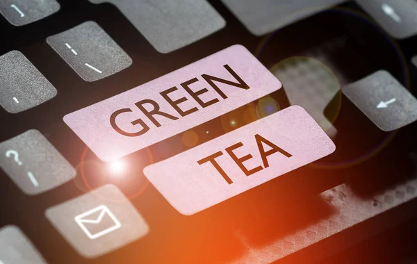 Написание Отображения Текста Зеленый Чай Интернет Концепция Типа Чая Который Лицензионные Стоковые Фото
