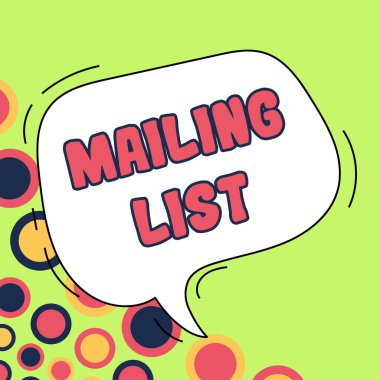 E- posta Listesini sunan metin başlığı, periyodik posta dağıtımına üye olanların iş konsept listesi