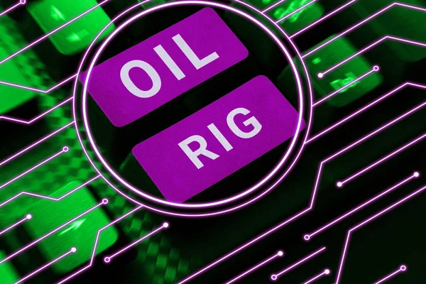 Inspiratie Uithangbord Oil Rig Bedrijfsoverzicht Grote Structuur Met Apparatuur Olie — Stockfoto
