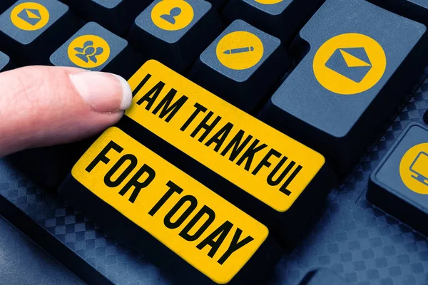 Pisząc Tekst Jestem Wdzięczny Dzisiaj Pomysł Biznes Wdzięczny Życie Jeszcze — Zdjęcie stockowe
