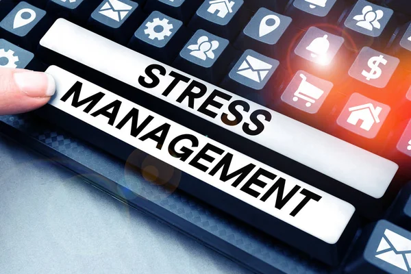 스트레스 관리를 텍스트 스트레스를 줄이는 방법을 배우는 비즈니스 케이스 — 스톡 사진