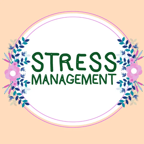 Text caption presenting Stress Management, Word Written on learning ways of behaving and thinking that reduce stress