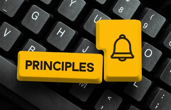 Text Sign Showing Principles Business Concept Fundamental Truth Serves Base — Stock fotografie