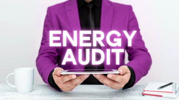 Handwriting Text Energy Audit Word Written Assessment Energy Needs Efficiency — Stockfoto