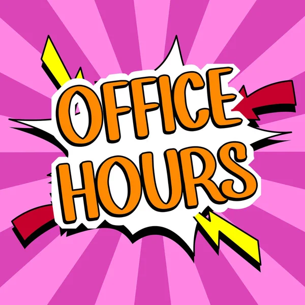 Письменная Вывеска Office Hours Word Written Hours Which Business Normally — стоковое фото