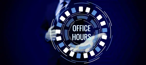 Kavramsal Gösterim Ofis Saatleri Vitrinleri Saatlerinin Çalışma Saatleri — Stok fotoğraf