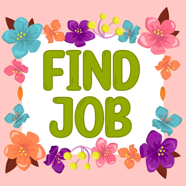 Text Caption Presenting Find Job Business Concept Act Person Find — 图库照片