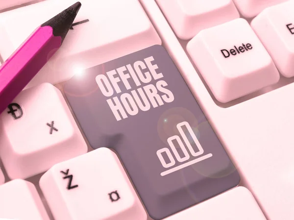 Text Der Inspiration Zeigt Bürozeiten Schaufenster Für Unternehmen Die Stunden — Stockfoto