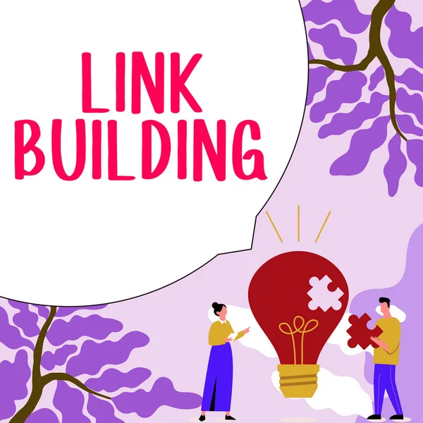 Text Sign Showing Link Building Business Concept Seo Term Exchange — Φωτογραφία Αρχείου