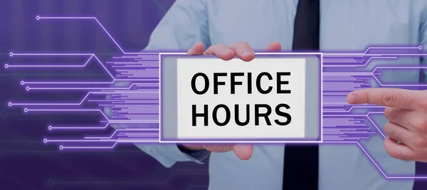 Szöveges Megjelenítés Office Hours Üzleti Áttekintés Üzleti Tevékenység Szokásos Munkaideje — Stock Fotó