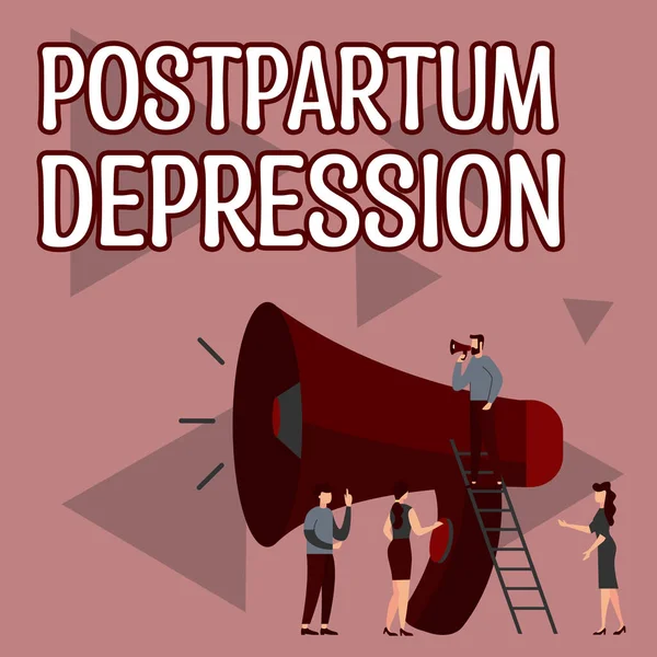 Text sign showing Postpartum Depression, Business concept a mood disorder involving intense depression after giving birth