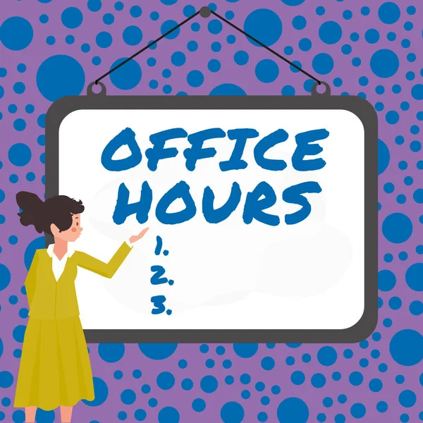 Text Sign Showing Office Hours Internet Concept Hours Which Business — Zdjęcie stockowe