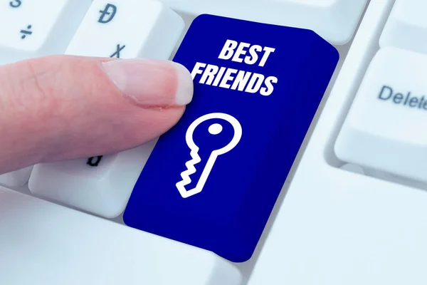 Text Sign Showing Best Friends Conceptual Photo Person You Value — Stock Photo, Image