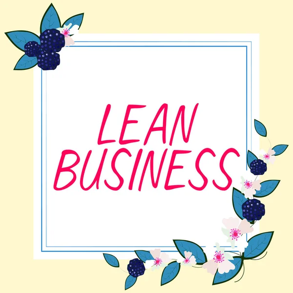 Tekenen Weergeven Van Lean Business Woord Voor Verbetering Van Afvalminimalisatie — Stockfoto